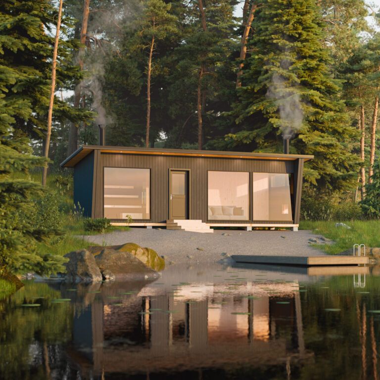 3D-mallinnettu sauna ja ympäristö