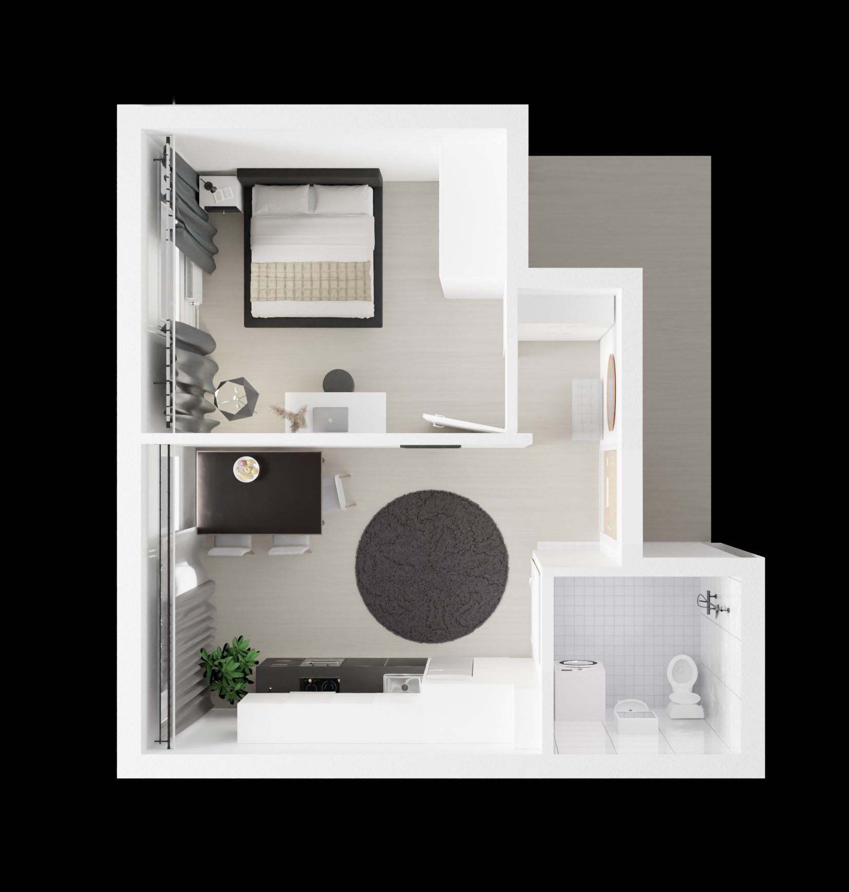 Pohjakuva huoneesta ylhäältä katsottuna